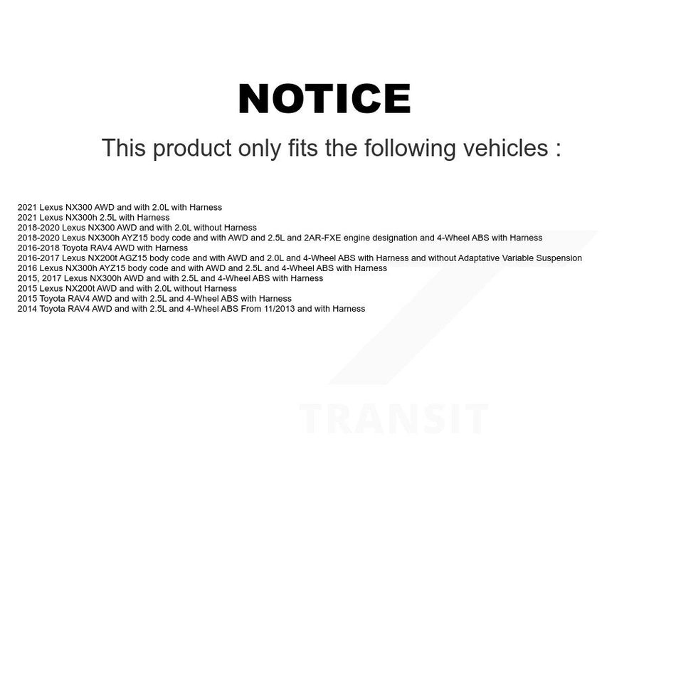 Rear Wheel Hub Bearing And ABS Sensor Kit For Toyota RAV4 Lexus NX300 NX200t NX300h K7S-101098