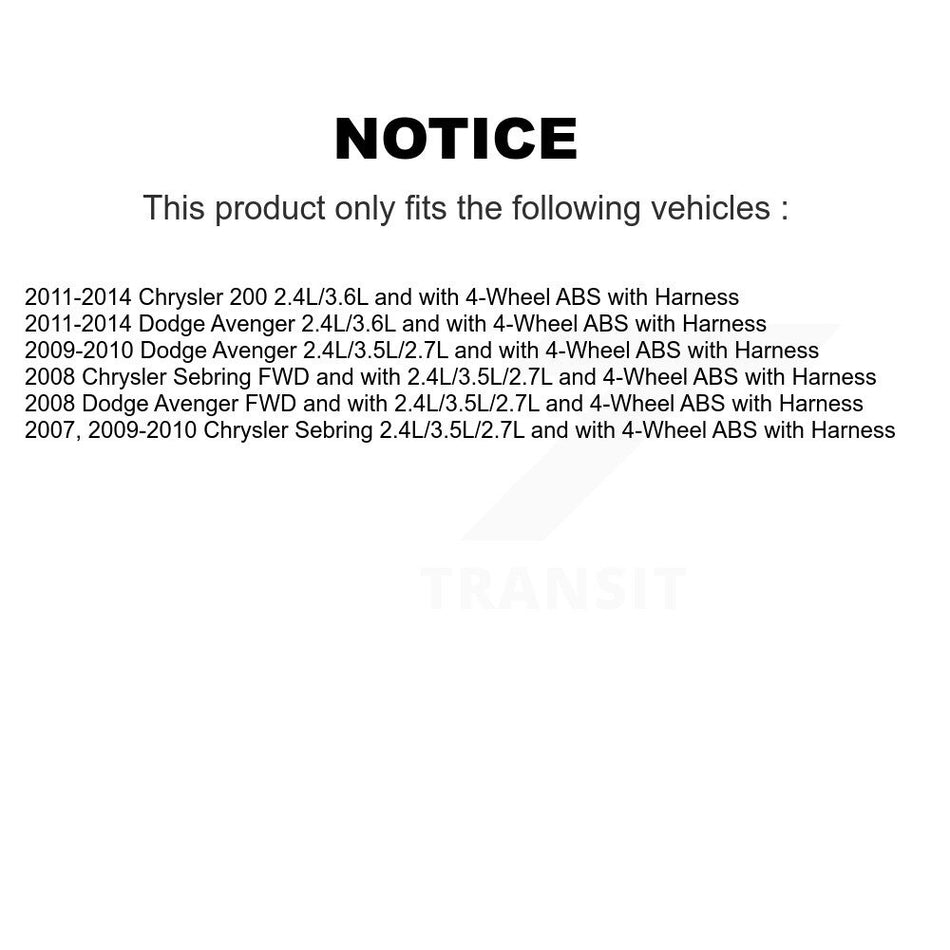 Rear Wheel Hub Bearing ABS Sensor Kit For Chrysler 200 Dodge Avenger Sebring with Harness K7S-101107