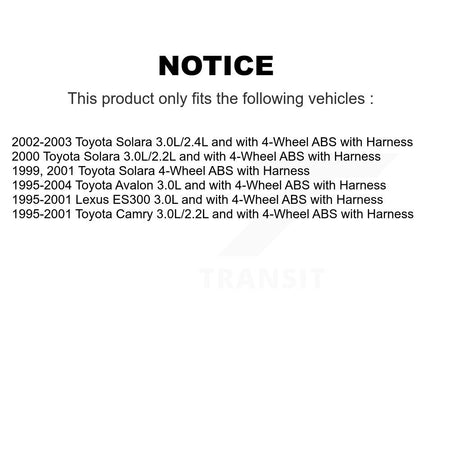 Rear Wheel Hub Bearing Sensor Kit For Toyota Camry Solara Avalon Lexus ES300 with Harness K7S-101176