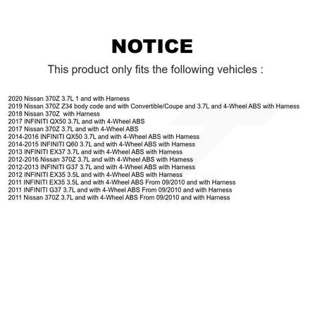 Rear Wheel Hub Bearing And ABS Sensor Kit For INFINITI QX50 G37 Nissan 370Z EX35 EX37 Q60 K7S-101181