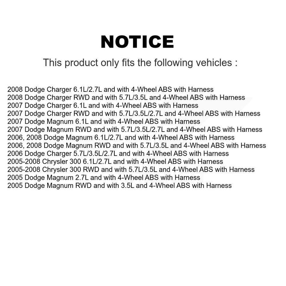 Rear Wheel Hub Bearing ABS Sensor Kit For Chrysler 300 Dodge Charger Magnum with Harness K7S-101240