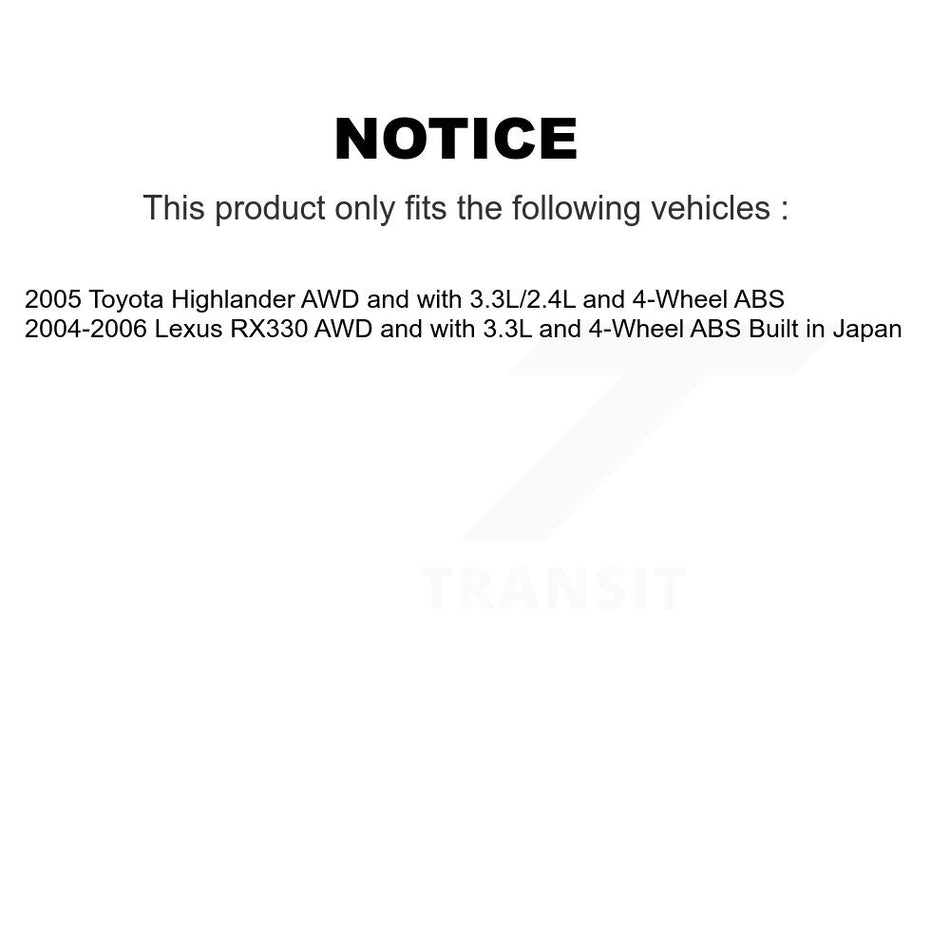 Rear Wheel Hub Bearing And ABS Sensor Kit For Lexus RX330 Toyota Highlander K7S-101257