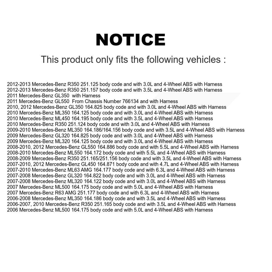 Rear Wheel Bearing Sensor Kit For Mercedes-Benz ML350 ML320 GL350 R350 GL320 GL450 GL550 K7S-101319