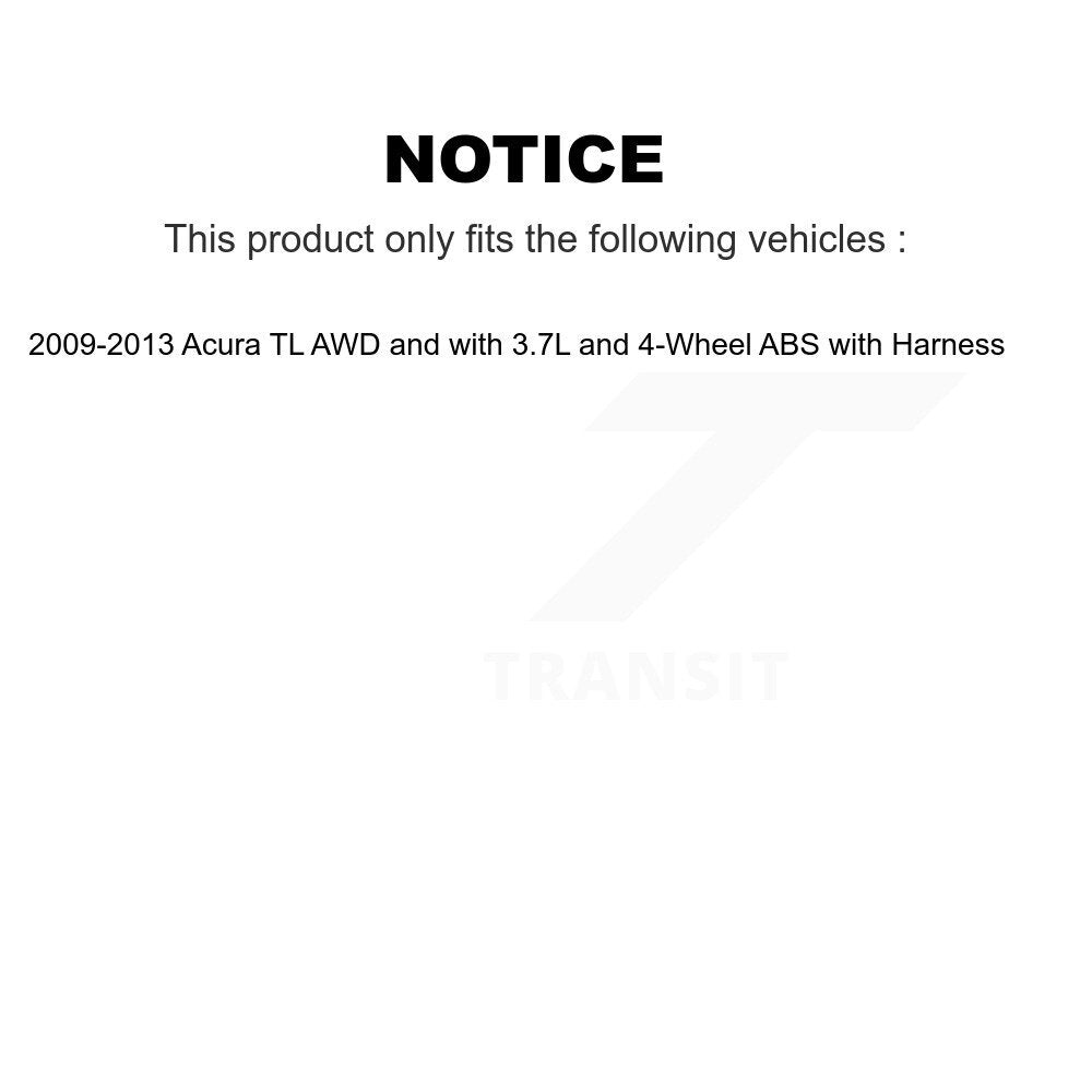 Rear Wheel Hub Bearing ABS Sensor Kit For Acura TL AWD with 3.7L 4-Wheel Harness K7S-101359