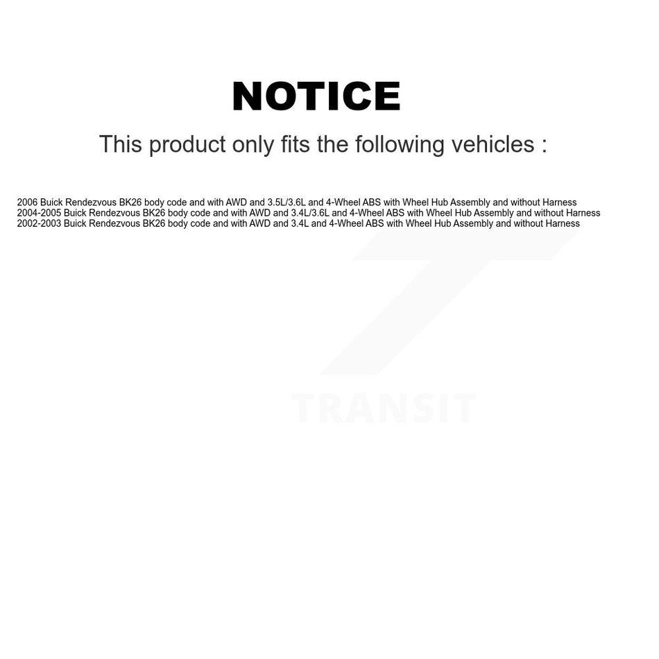 Rear Wheel Hub Bearing And Extra ABS Sensor Kit For Buick Rendezvous K7S-101419