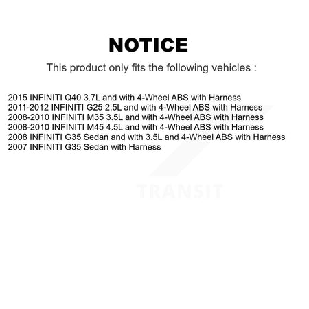 Rear Wheel Hub Bearing And ABS Sensor Kit For INFINITI G35 G25 M35 M45 Q40 with Harness K7S-101446