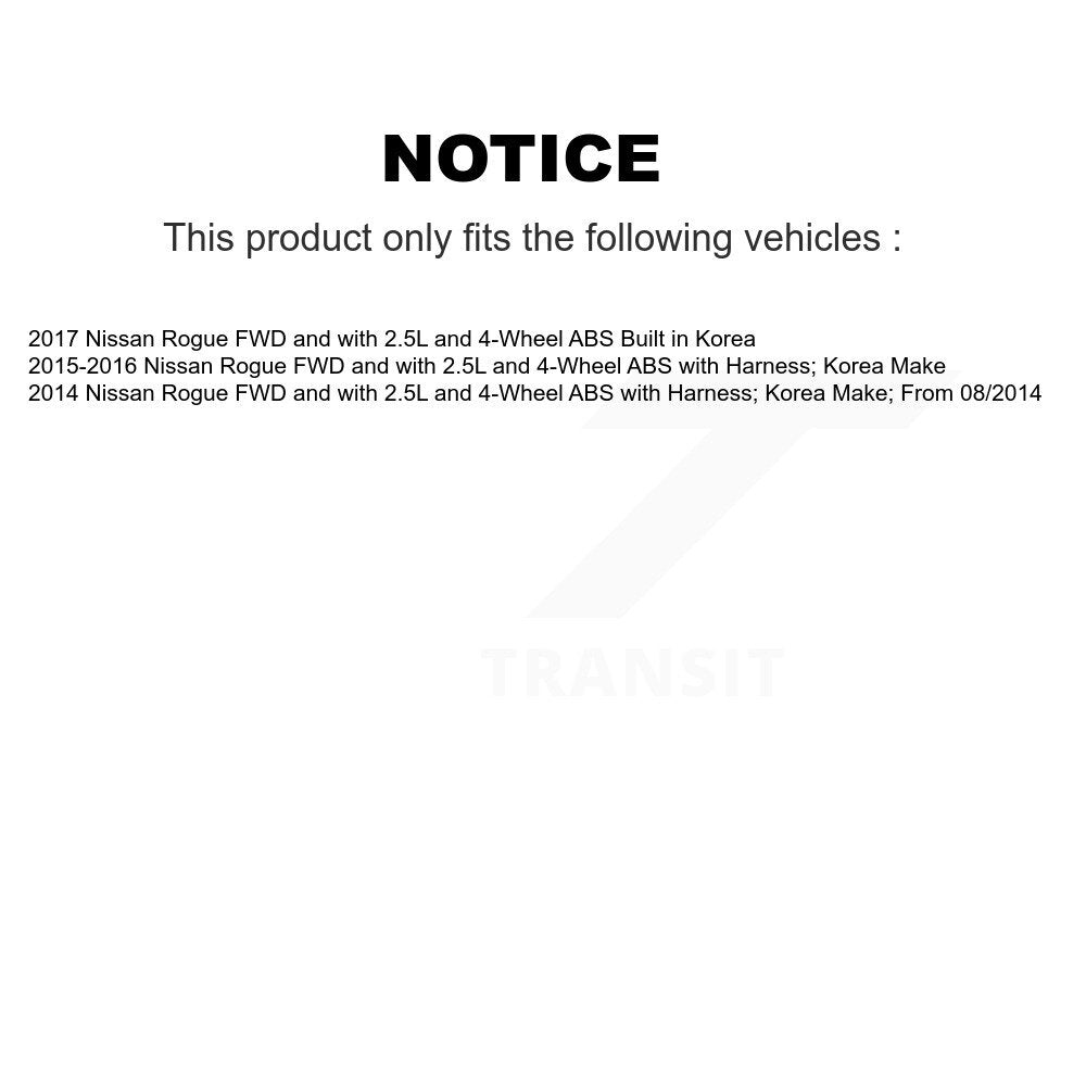 Rear Wheel Hub Bearing And ABS Sensor Kit For Nissan Rogue FWD with 2.5L 4-Wheel K7S-101525