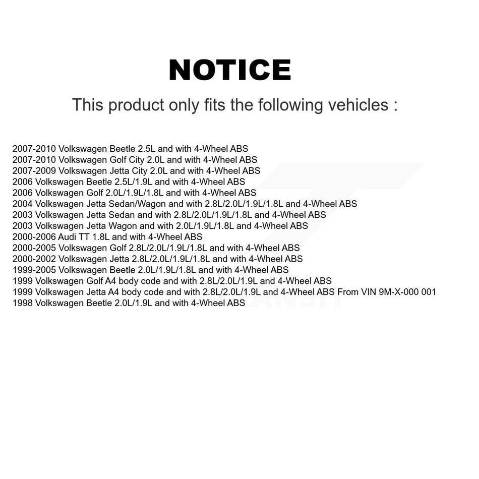Rear Wheel Hub Bearing And ABS Sensor Kit For Volkswagen Jetta Golf Beetle City Audi TT K7S-101643