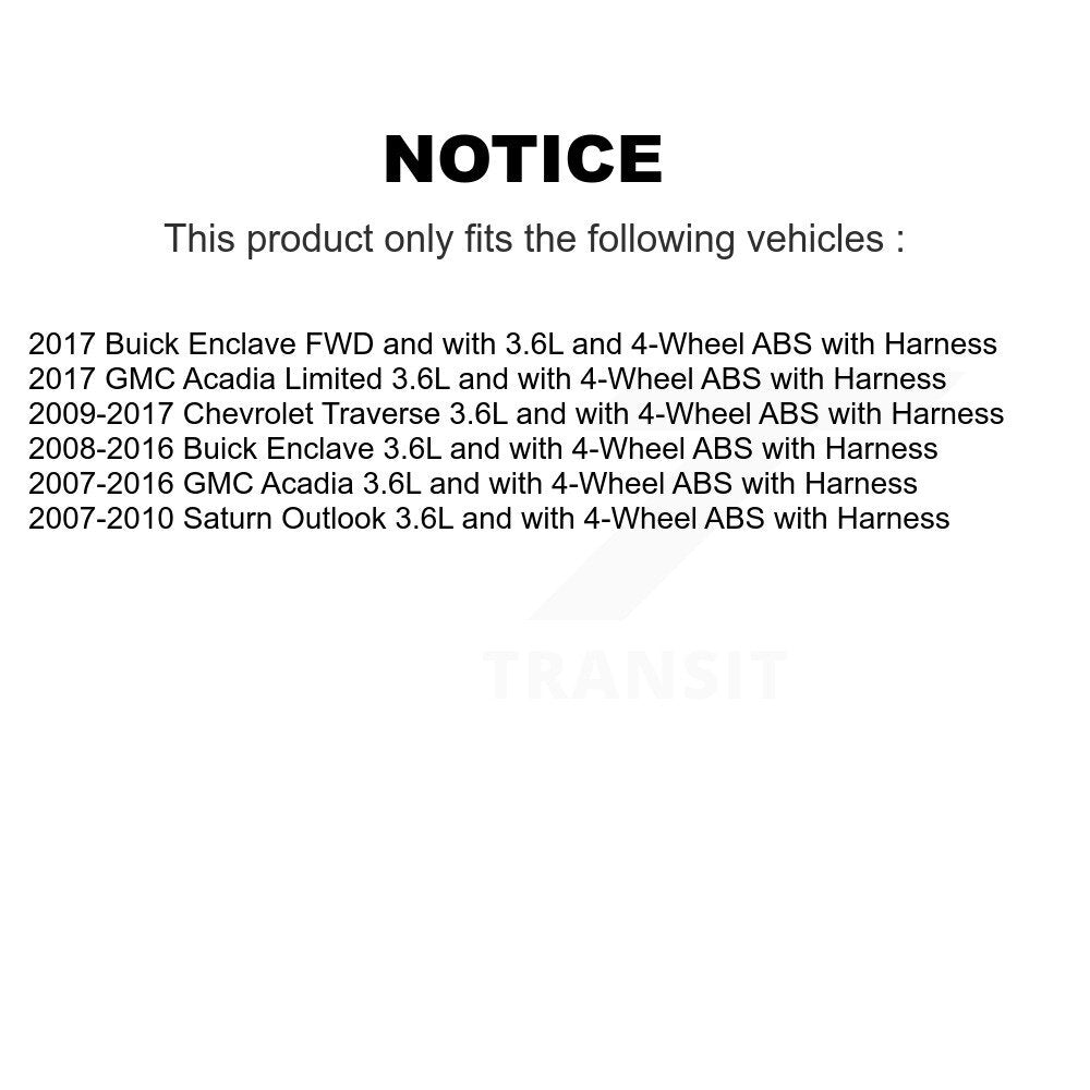 Rear Wheel Hub Bearing Sensor Kit For GMC Acadia Buick Enclave Chevrolet Traverse Saturn K7S-101655