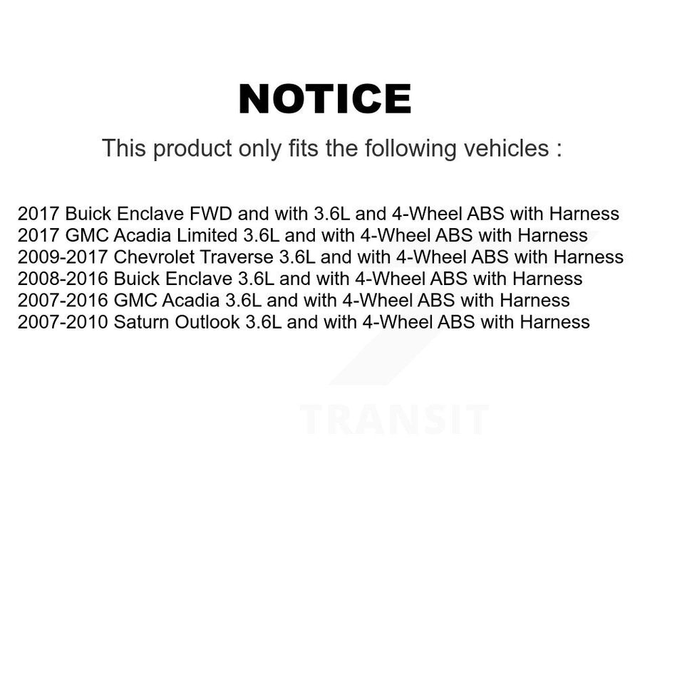 Rear Wheel Hub Bearing Sensor Kit For GMC Acadia Buick Enclave Chevrolet Traverse Saturn K7S-101655