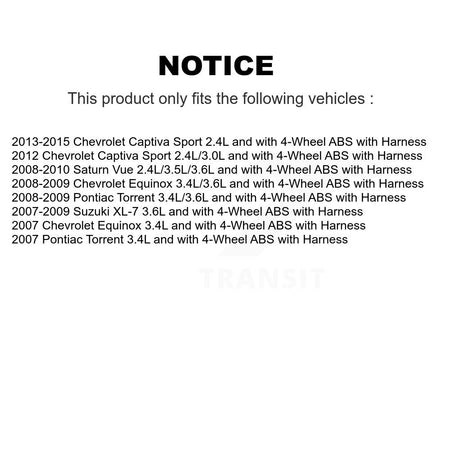 Rear Wheel Hub Bearing Extra Sensor Kit For Chevrolet Equinox Pontiac Torrent Saturn Vue K7S-101661