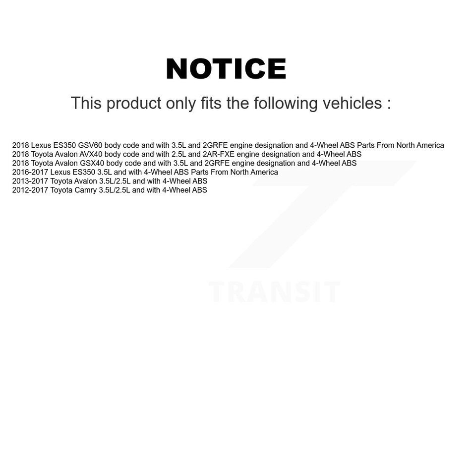 Rear Left Wheel Hub Bearing And Extra ABS Sensor Kit For Toyota Camry Lexus ES350 Avalon K7S-101704
