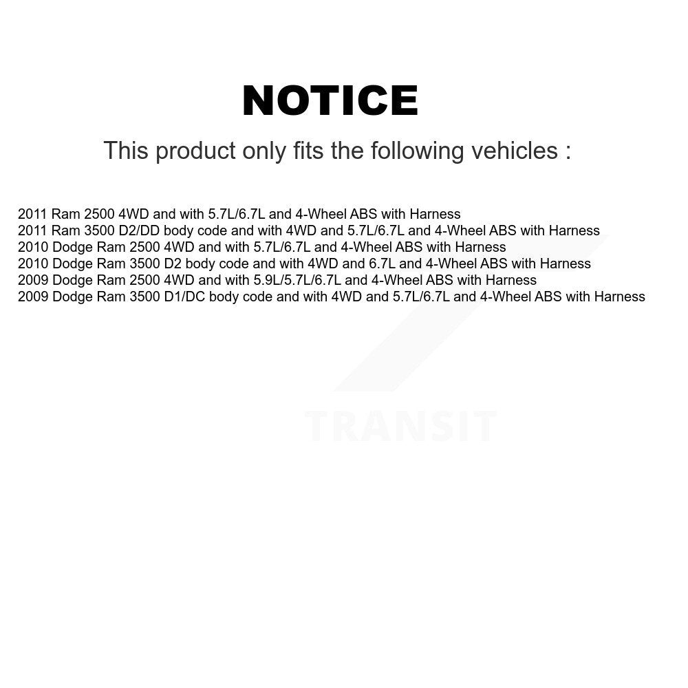 Front Wheel Hub Bearing And Extra ABS Sensor Kit For Dodge Ram 2500 3500 with Harness K7S-101838
