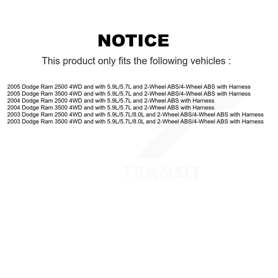 Front Wheel Hub Bearing And Extra ABS Sensor Kit For Dodge Ram 2500 3500 with Harness K7S-101897