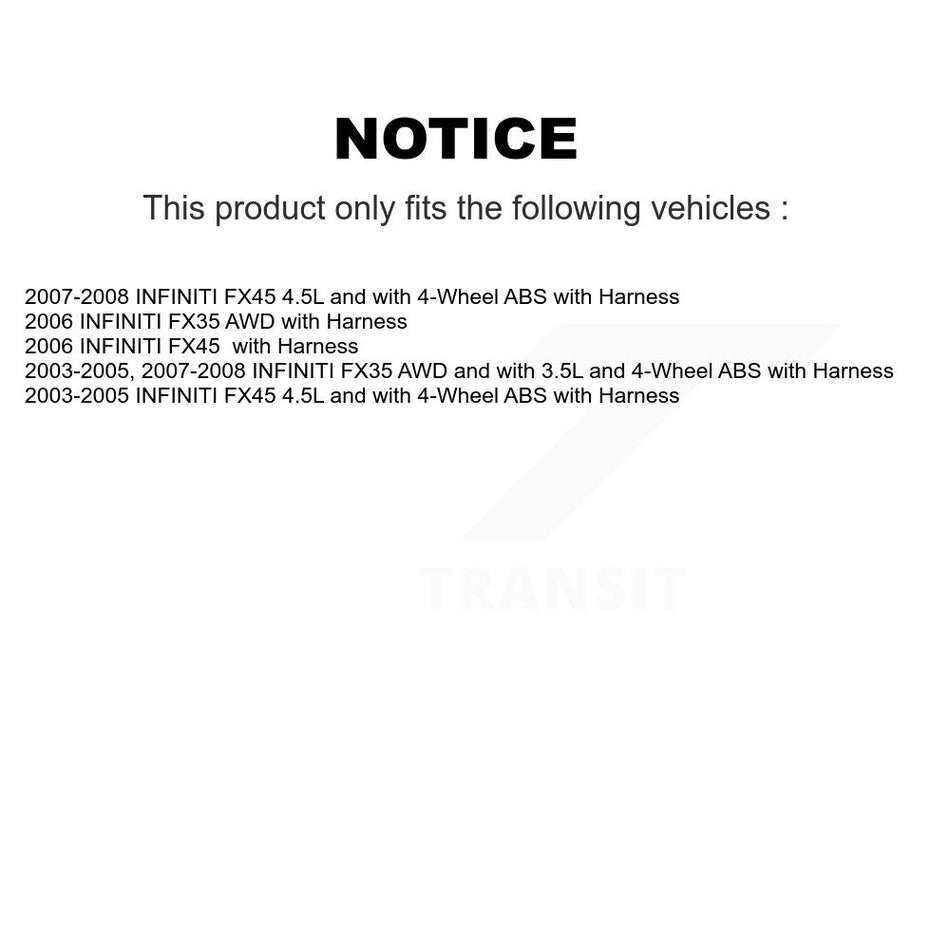 Front Wheel Hub Bearing And ABS Sensor Kit For INFINITI FX35 FX45 with Harness K7S-101920