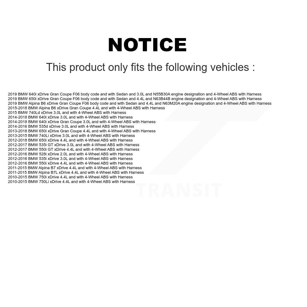 Front Wheel Hub Bearing Sensor Kit For BMW 528i xDrive 535i 750i 535d 650i 750Li Gran GT K7S-101923