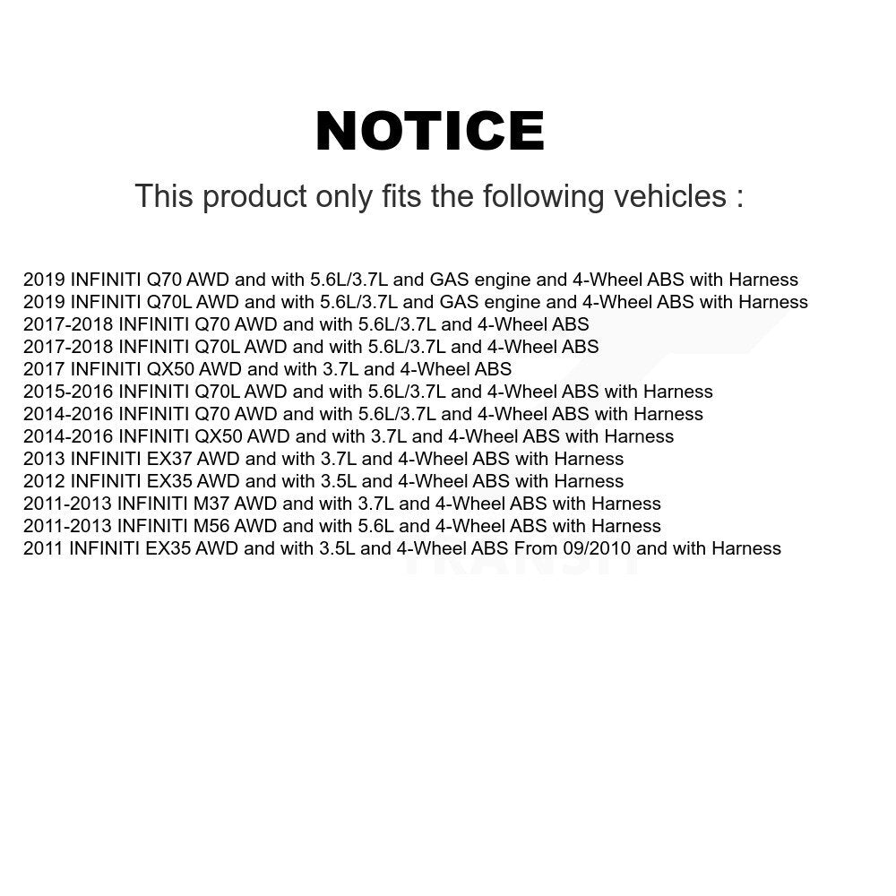 Front Wheel Hub Bearing And ABS Sensor Kit For INFINITI QX50 EX35 EX37 M37 Q70 Q70L M56 K7S-101982