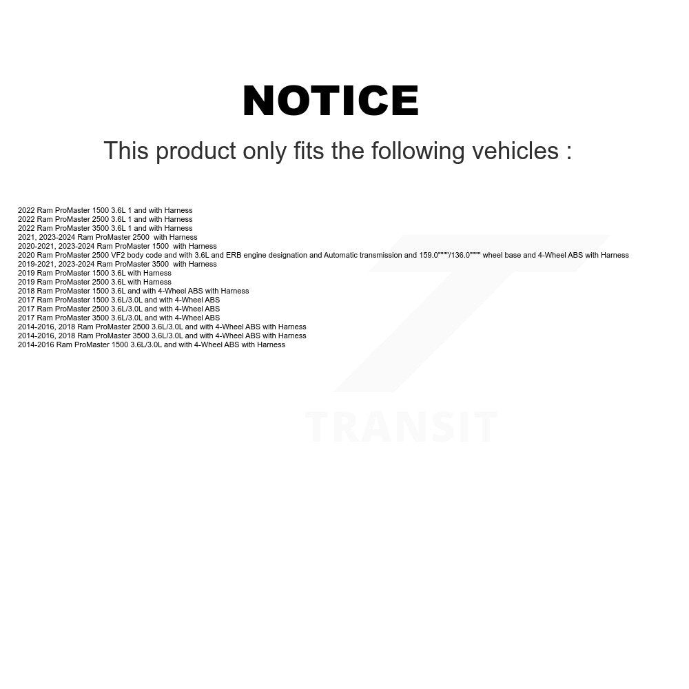 Front Wheel Bearing And ABS Sensor Kit For Ram ProMaster 2500 3500 1500 K7S-102024