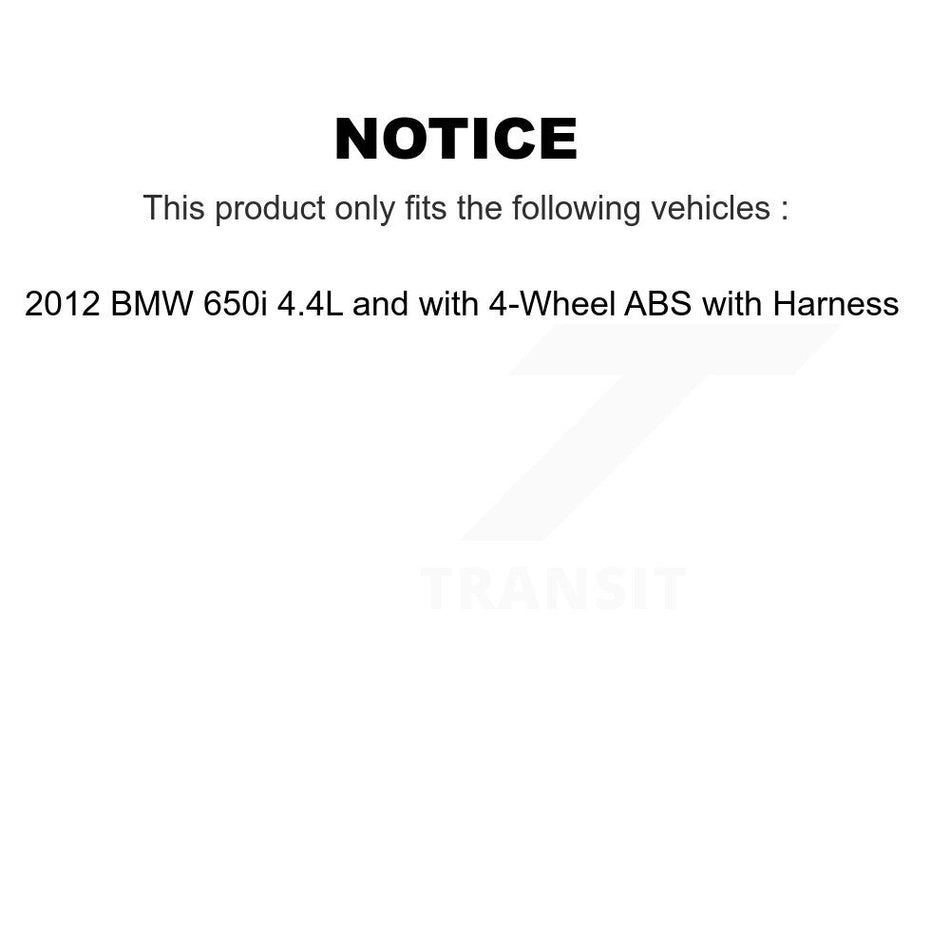 Front Wheel Bearing & ABS Sensor Kit For 2012 BMW 650i 4.4L with 4-Wheel Harness K7S-102025
