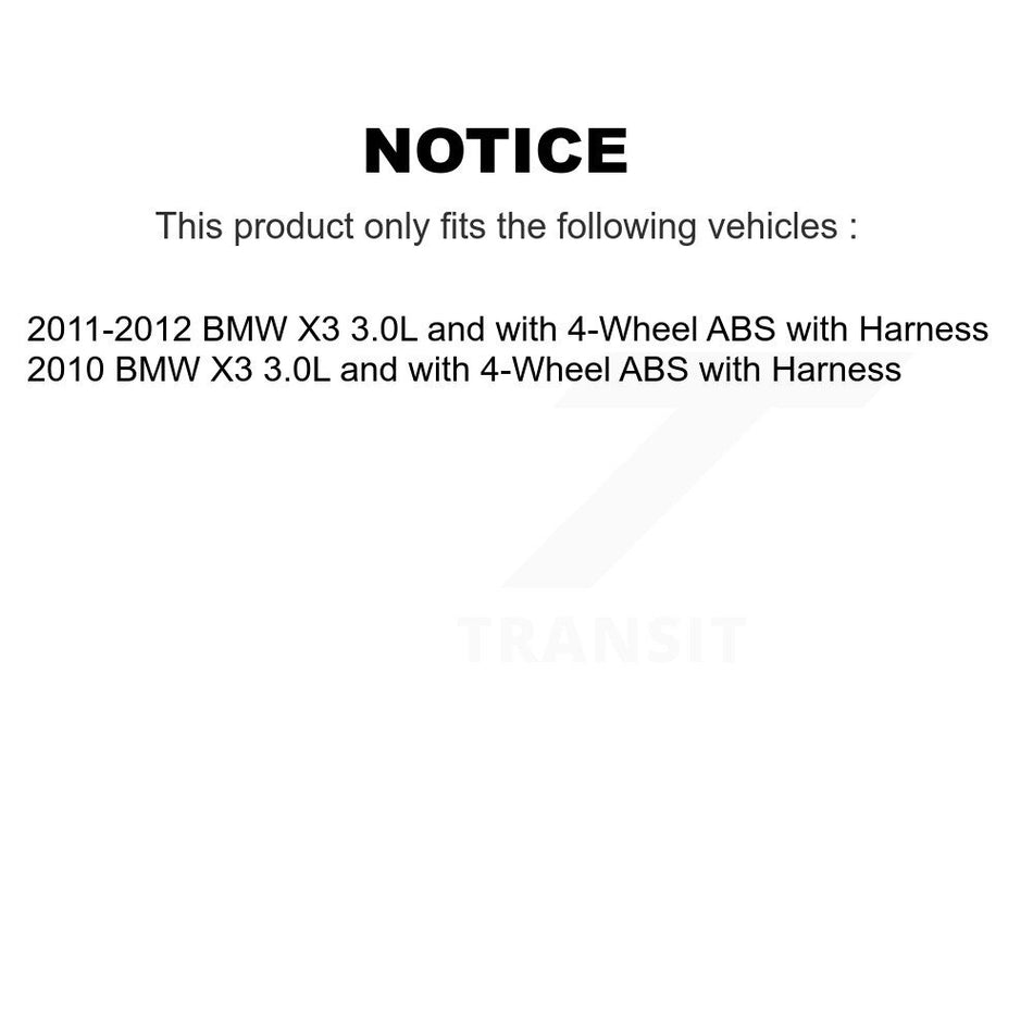 Front Wheel Bearing & Sensor Kit For 2010-2012 BMW X3 3.0L with 4-Wheel ABS Harness K7S-102026