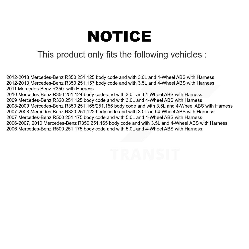 Front Wheel Bearing And ABS Sensor Kit For Mercedes-Benz R350 R320 R500 with Harness K7S-102057