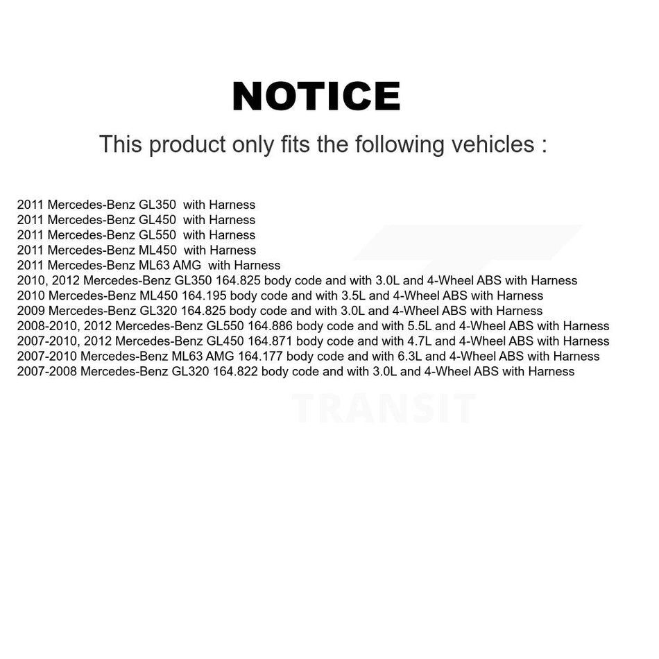 Front Wheel Bearing & Sensor Kit For Mercedes-Benz GL350 GL320 GL450 GL550 ML63 AMG ML450 K7S-102059
