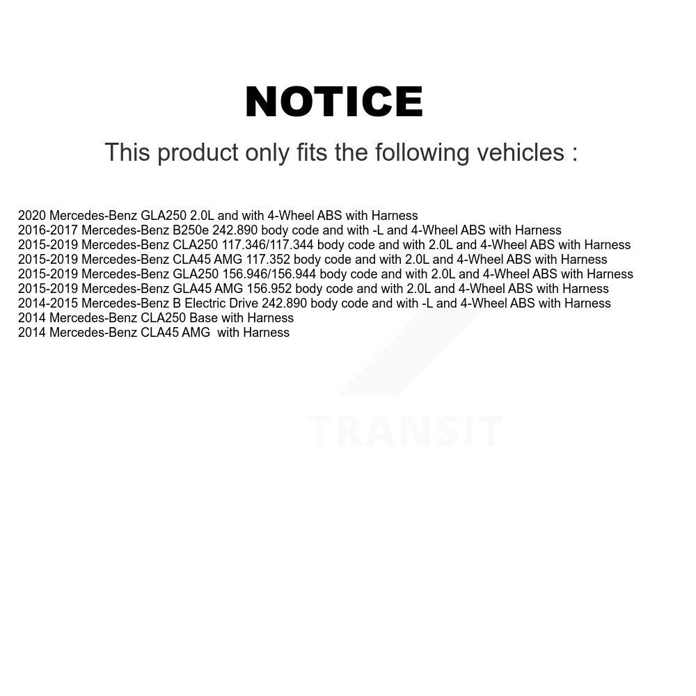 Front Wheel Bearing Sensor Kit For Mercedes-Benz GLA250 CLA250 CLA45 AMG GLA45 B Electric K7S-102079