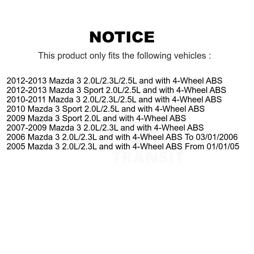 Front Wheel Bearing And ABS Sensor Kit For Mazda 3 Sport K7S-102080