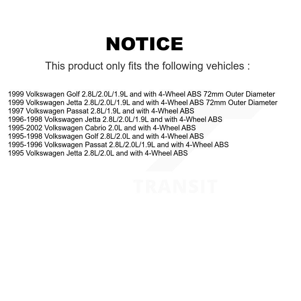 Front Wheel Bearing And ABS Sensor Kit For Volkswagen Cabrio Jetta Golf Passat K7S-102099