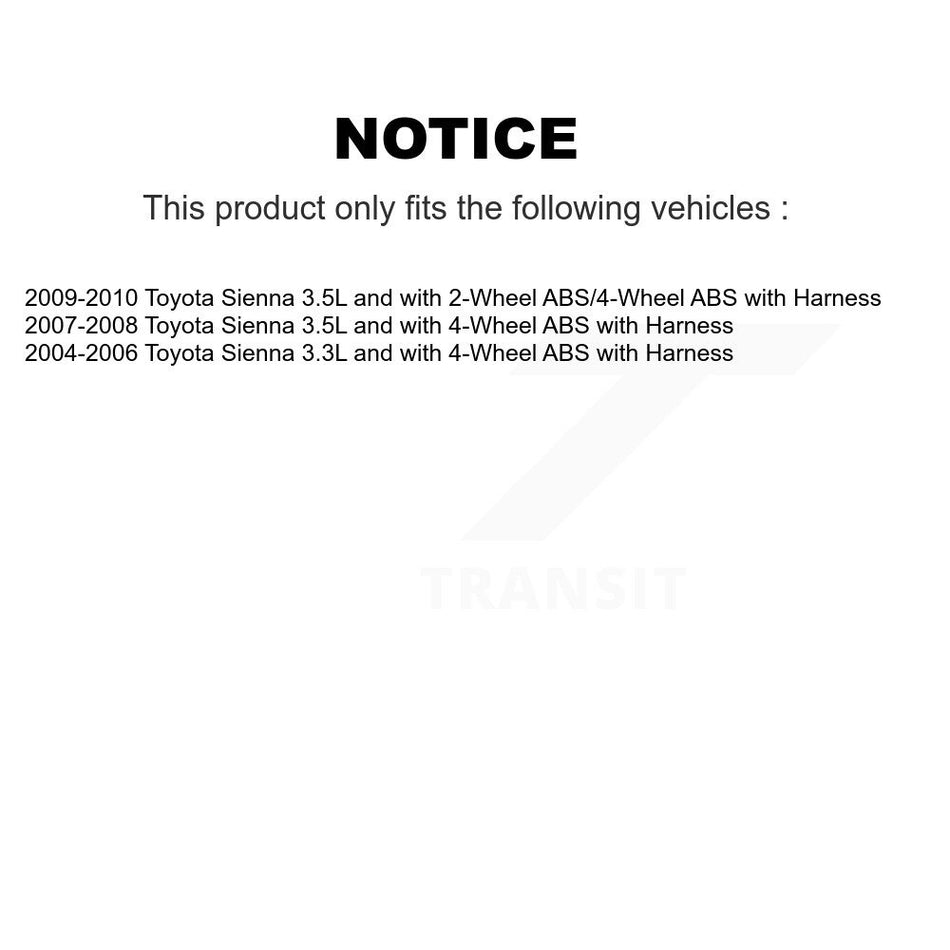 Front Wheel Bearing And ABS Sensor Kit For Toyota Sienna with Harness K7S-102112