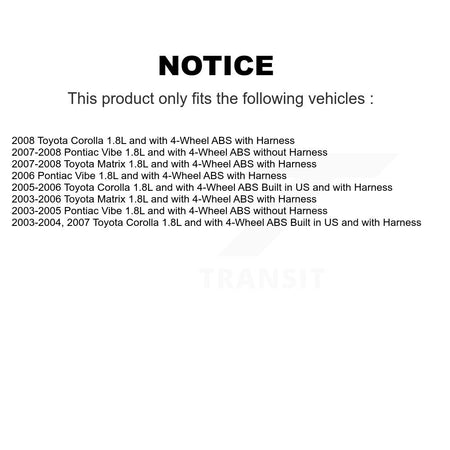 Front Wheel Bearing And ABS Sensor Kit For Toyota Corolla Matrix Pontiac Vibe K7S-102136