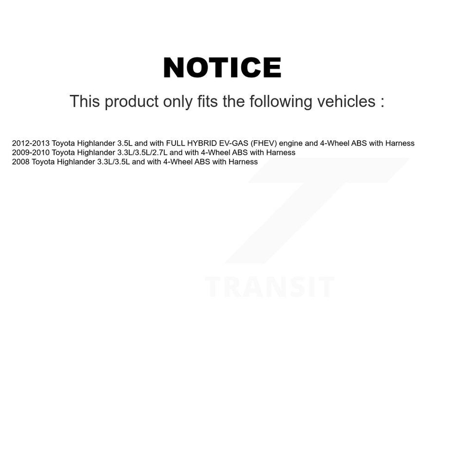 Front Wheel Bearing And ABS Sensor Kit For Toyota Highlander with Harness K7S-102197