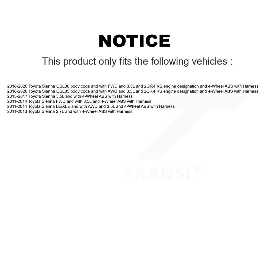 Front Wheel Bearing And ABS Sensor Kit For Toyota Sienna with Harness K7S-102198