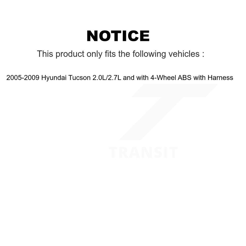 Front Wheel Bearing Sensor Kit For Hyundai Tucson 2.0L 2.7L with 4-Wheel ABS Harness K7S-102210
