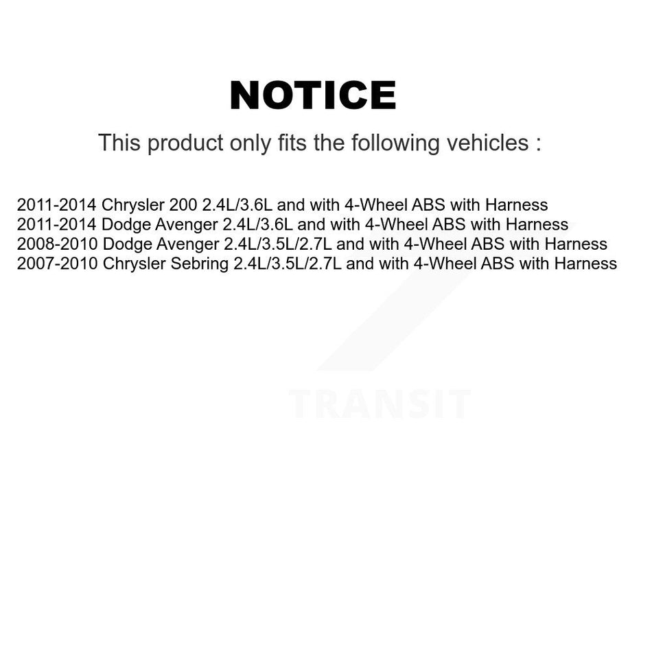 Front Wheel Hub Bearing & Sensor Kit For Chrysler 200 Dodge Avenger Sebring with Harness K7S-102291