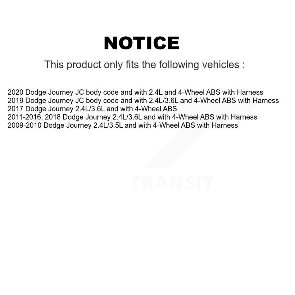 Front Wheel Hub Bearing And ABS Sensor Kit For Dodge Journey K7S-102292