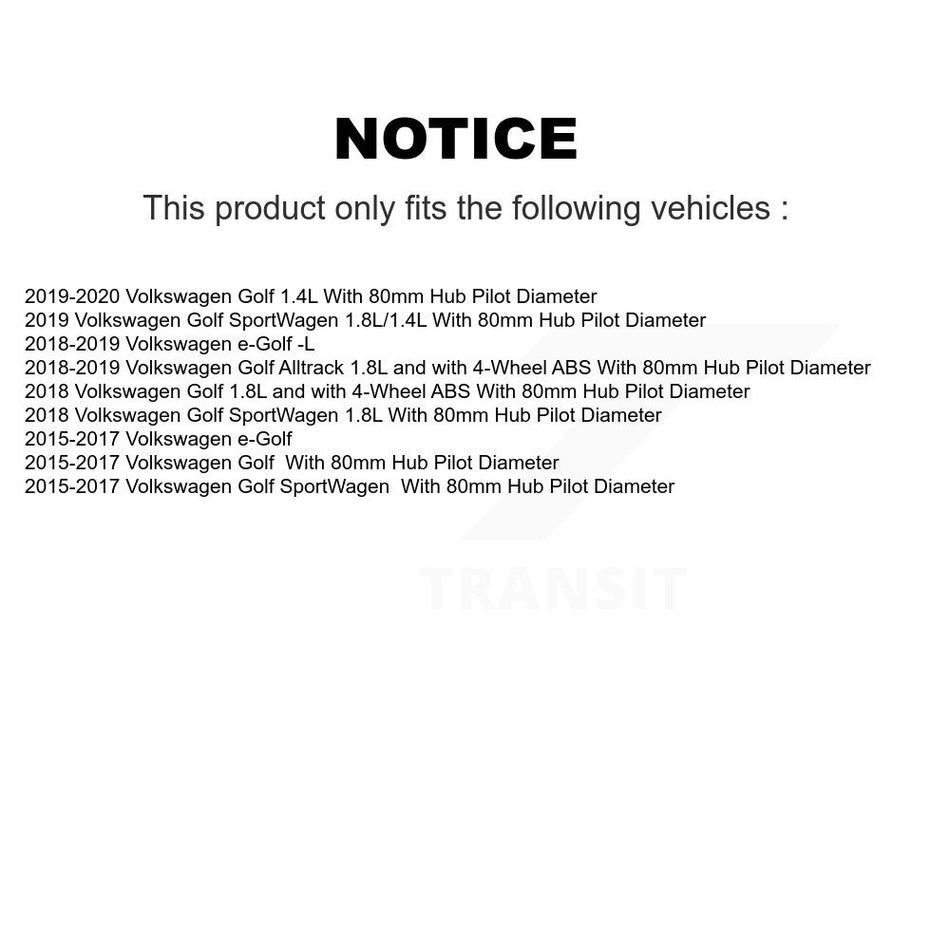 Front Wheel Hub Bearing And ABS Sensor Kit For Volkswagen Golf SportWagen Alltrack e-Golf K7S-102319