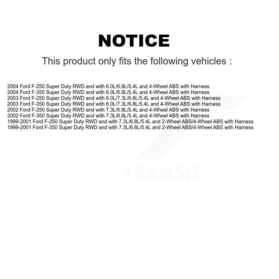 Front Wheel Hub Bearing Extra ABS Sensor Kit For Ford F-350 Super Duty F-250 with Harness K7S-102324