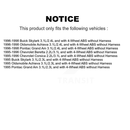 Front Wheel Hub Bearing ABS Sensor Kit For Pontiac Grand Am Chevrolet Oldsmobile Achieva K7S-102386