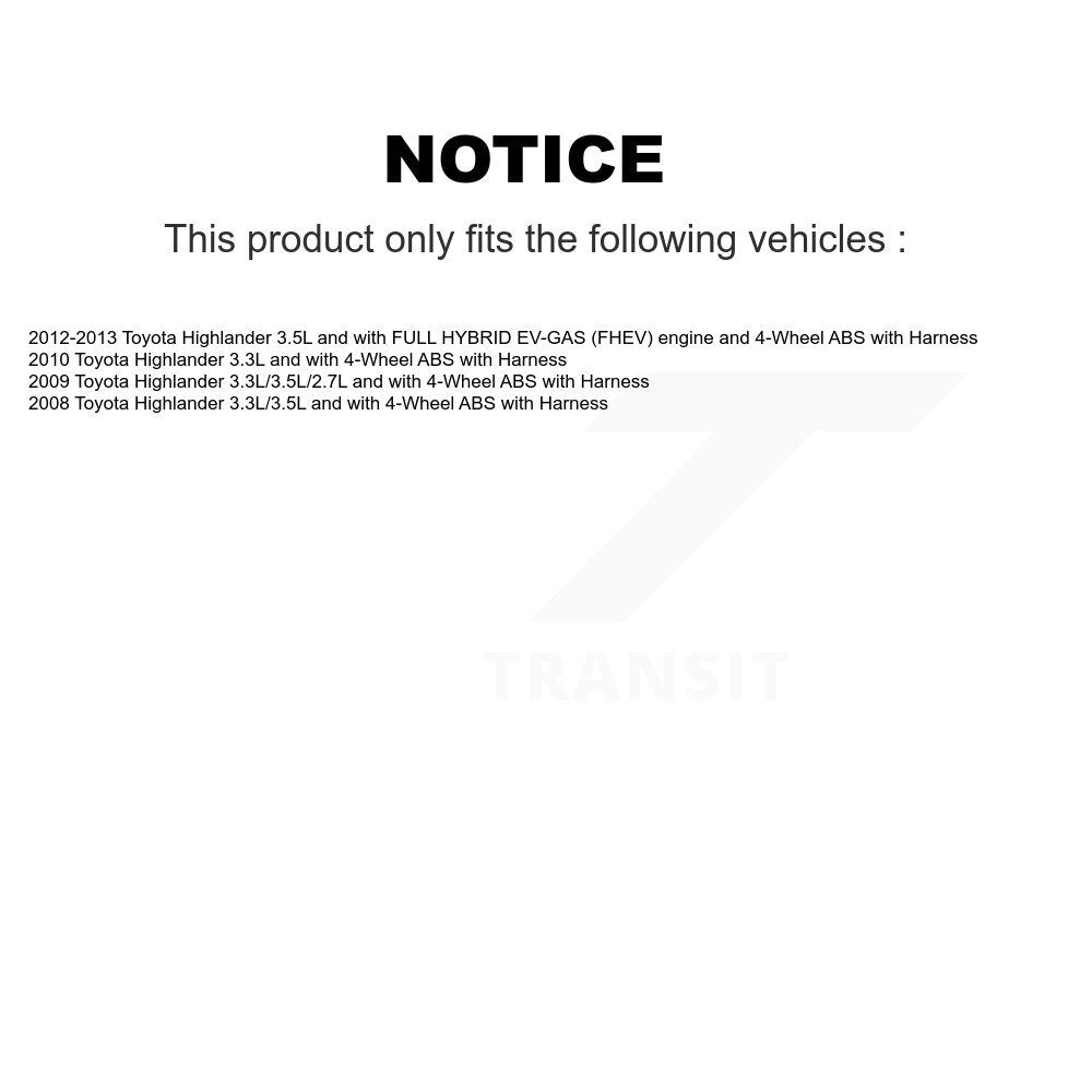 Front Wheel Bearing And ABS Sensor Kit For Toyota Highlander with Harness K7S-102423