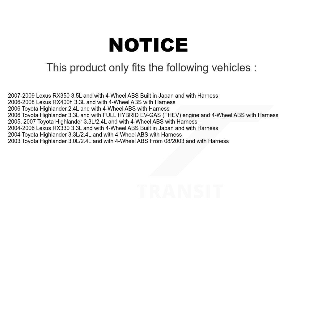 Front Wheel Bearing And ABS Sensor Kit For Lexus RX350 Toyota Highlander RX330 RX400h K7S-102436