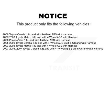 Front Wheel Bearing And ABS Sensor Kit For Toyota Corolla Matrix Pontiac Vibe K7S-102441