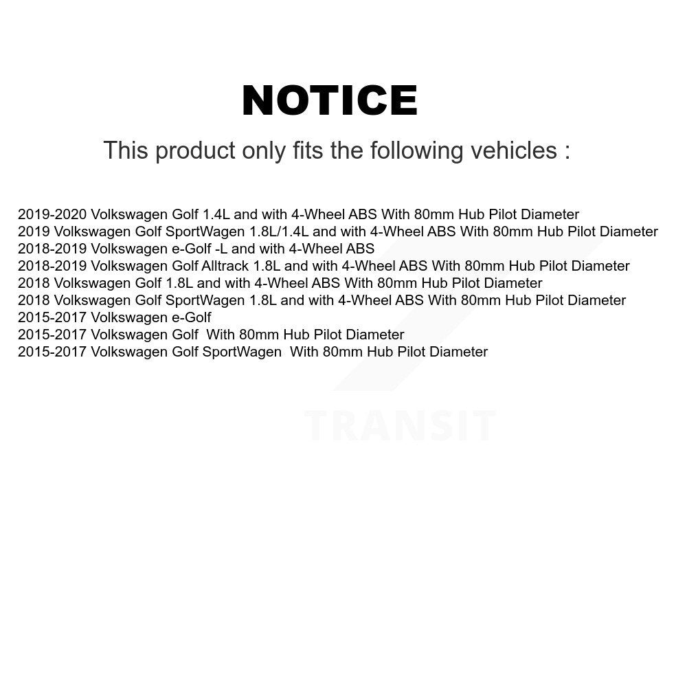 Front Wheel Hub Bearing And ABS Sensor Kit For Volkswagen Golf SportWagen Alltrack e-Golf K7S-102551