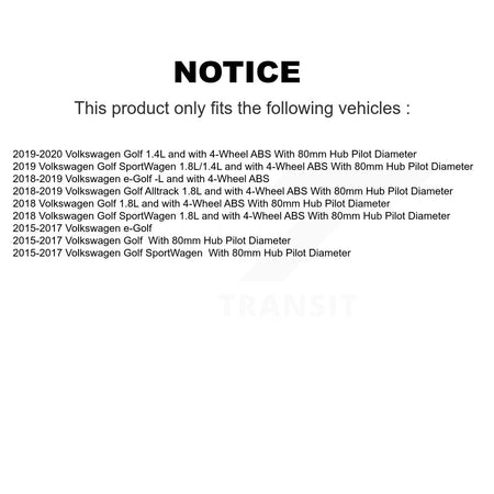 Front Wheel Hub Bearing And ABS Sensor Kit For Volkswagen Golf SportWagen Alltrack e-Golf K7S-102551