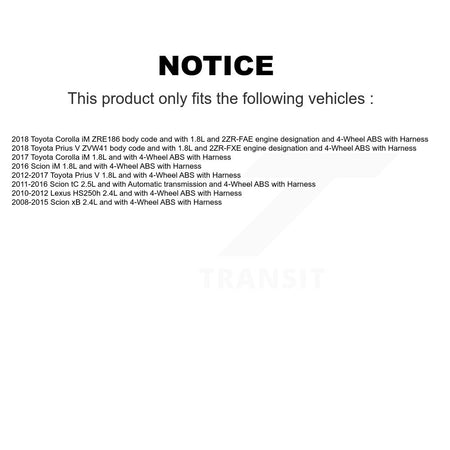 Front Wheel Hub Bearing Sensor Kit For Toyota Prius V Scion Corolla iM tC xB Lexus HS250h K7S-102572