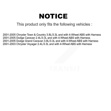 Front Wheel Hub Bearing & ABS Sensor Kit For Dodge Caravan Grand Chrysler Town Country K7S-102600