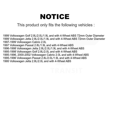 Front Wheel Bearing And ABS Sensor Kit For Volkswagen Cabrio Jetta Golf Passat K7S-102655