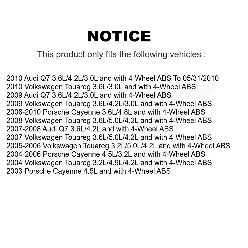 Front Rear Wheel Bearing Sensor Kit (8Pc) For Porsche Cayenne Volkswagen Touareg Audi Q7 K7S-102784