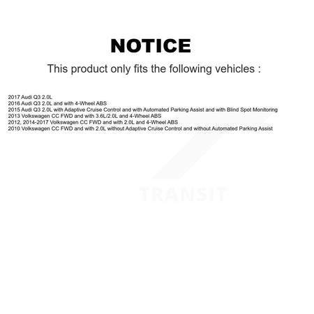 Front Rear Wheel Hub Bearing And ABS Sensor Kit (8Pc) For Audi Q3 Volkswagen CC K7S-102854