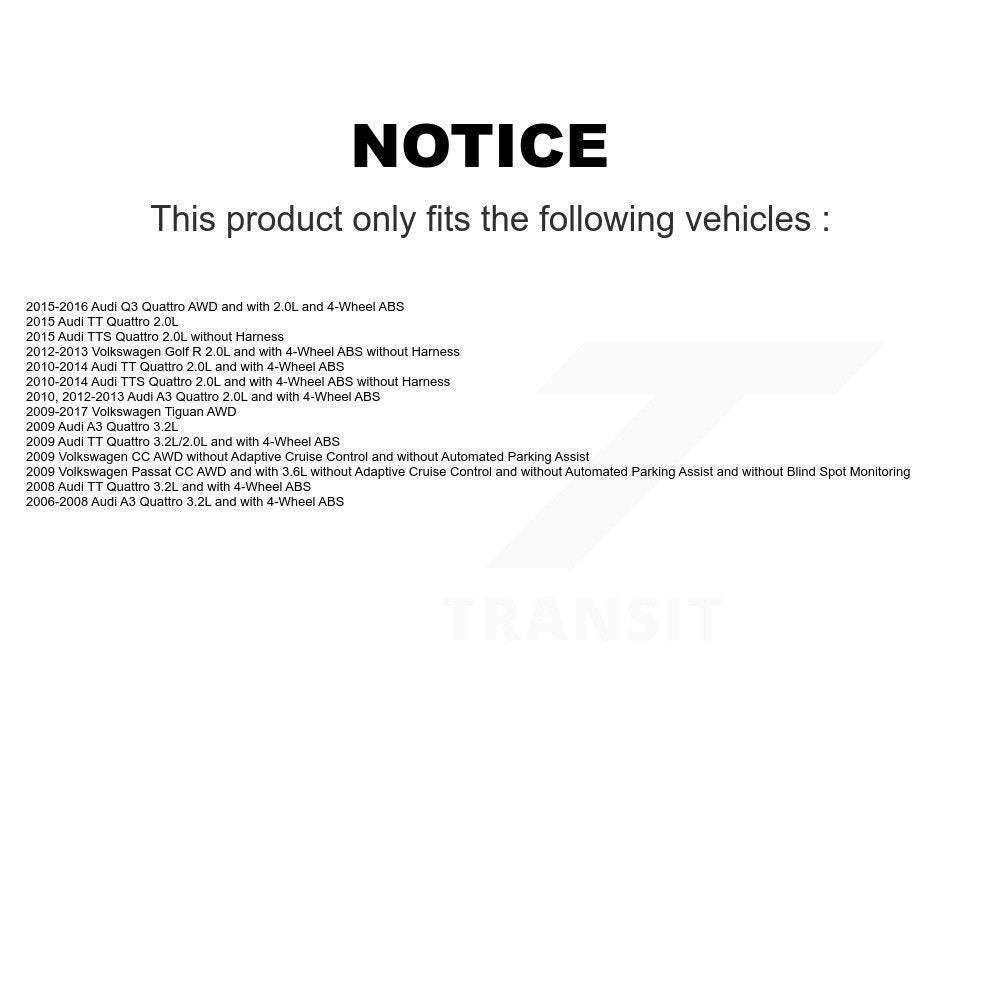 Front Rear Wheel Hub Bearing Sensor Kit (8Pc) For Volkswagen Tiguan Audi Q3 Quattro TT A3 K7S-102855
